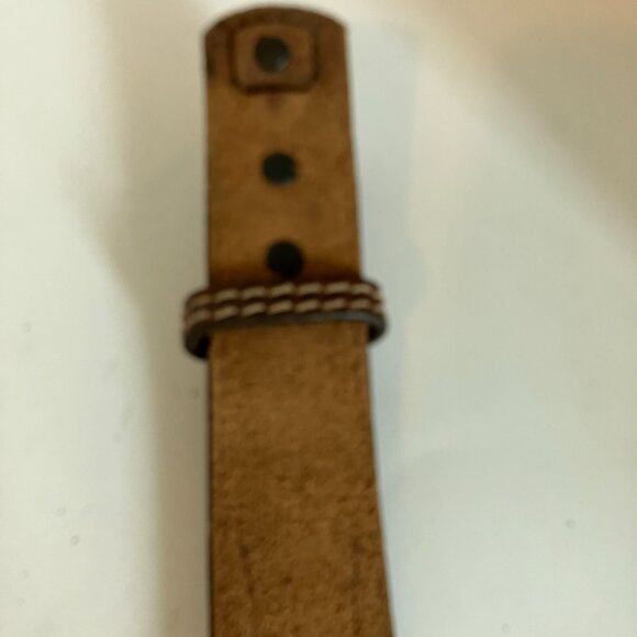 Duluth Belt Dark Brown Leather Brass Buckle Cowboy Stitched 90013 Size 40. - Picture 8 of 14